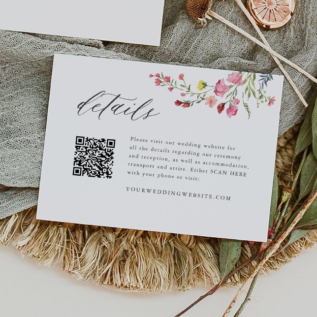 Whimsical Garden Floral Wedding QR Details Enclosure Card (Creator Uploaded)