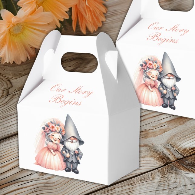 Whimsical Garden Gnome Orange Summer Wedding  Favour Box (Creator Uploaded)
