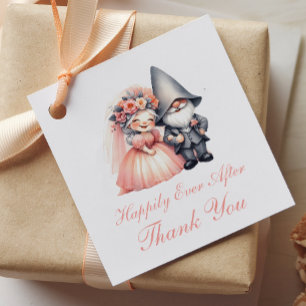 Whimsical Garden Gnome Orange Wedding Thank You Favour Tags