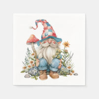 Whimsical Garden Gnome Wildflowers Floral Summer