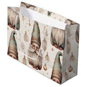 Whimsical Garden Gnomes & Botanical (1) Large Gift Bag