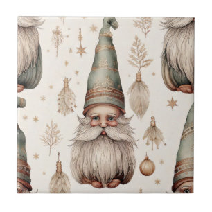 Whimsical Garden Gnomes & Botanical Tile