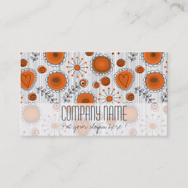Whimsical Garden in Orange Business Card (Front)