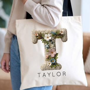 Whimsical Garden Monogram Mama Grandma Aunt Custom Tote Bag