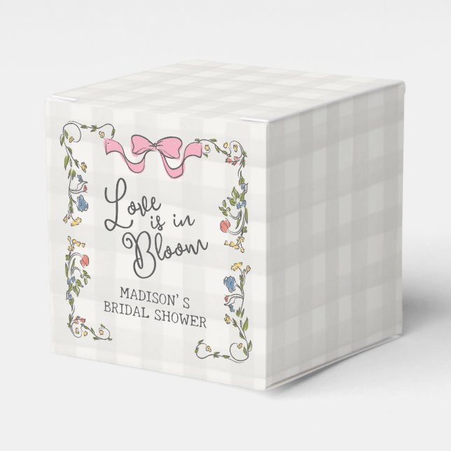 Whimsical Garden Party Doodle Floral Bridal Shower Favour Box (Front Side)