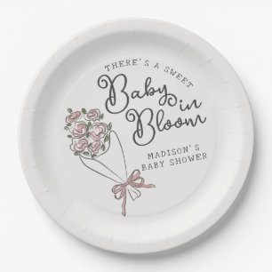 Whimsical Garden Party Floral Baby Shower Paper Plate