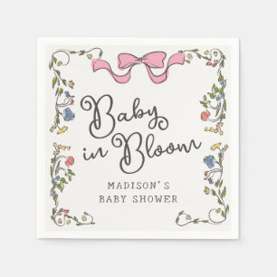 Whimsical Garden Party Floral Doodle Baby Shower Napkin
