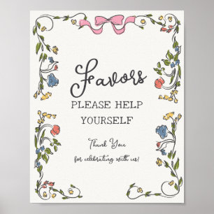 Whimsical Garden Party French Floral Favours Poster