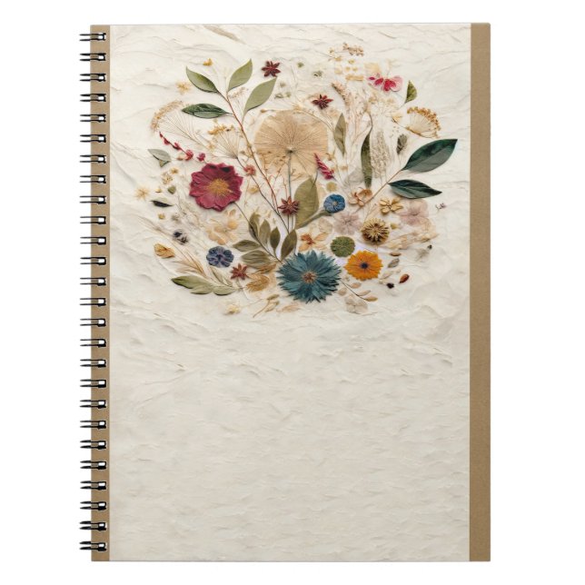 Whimsical Garden Pressed Flowers Bohemian Notebook (Front)