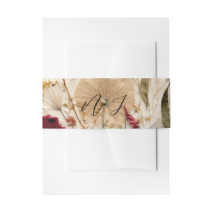 Whimsical Garden Pressed Flowers Bohemian Wedding Invitation Belly Band