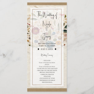 Whimsical Garden Pressed Flowers Bohemian Wedding Programme