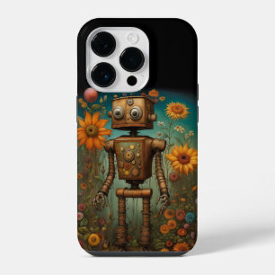 Whimsical Garden Robot Digital Art iPhone 14 Pro Case