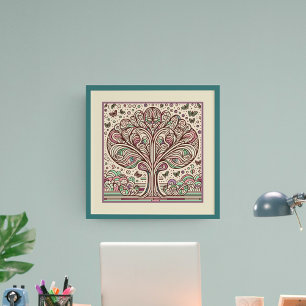 Whimsical Garden Tree: Art Nouveau Symphony Poster