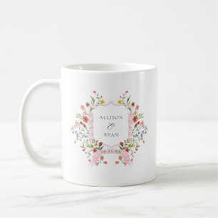 Whimsical Garden Wedding Crest Monogram Coffee Mug