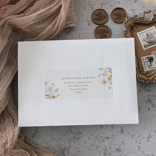 Whimsical Garden Wildflower Return Address Label (Creator Uploaded)