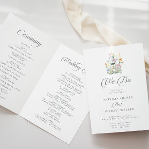 Whimsical Garden Wildflower We Do Folded Wedding Programme