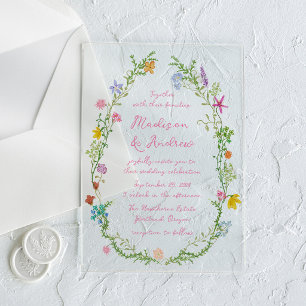 Whimsical Garden Wildflower Wedding Acrylic Invitations