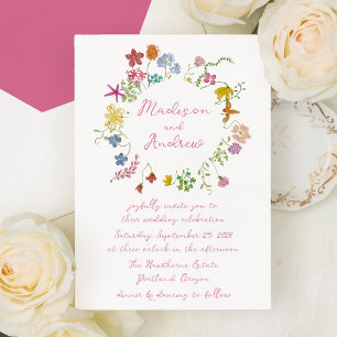Whimsical Garden Wildflower Wedding Invitation