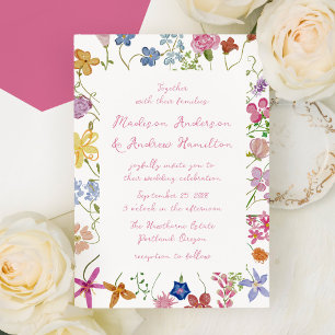 Whimsical Garden Wildflower Wedding Invitation