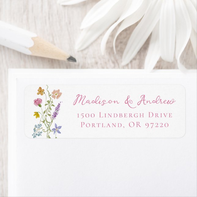 Whimsical Garden Wildflower Wedding Return Address (Insitu)