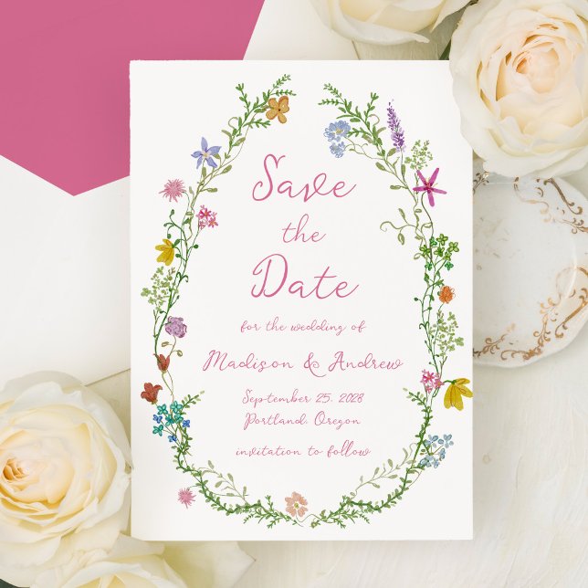Whimsical Garden Wildflower Wedding Save The Date (Creator Uploaded)