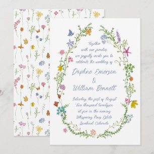 Whimsical Garden Wildflowers Wedding Invitation