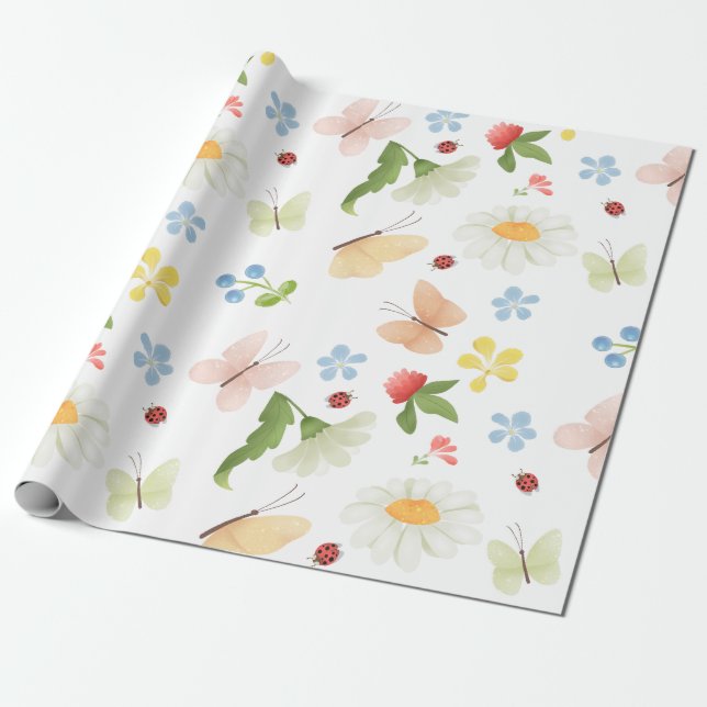 Whimsical garden  wrapping paper (Unrolled)