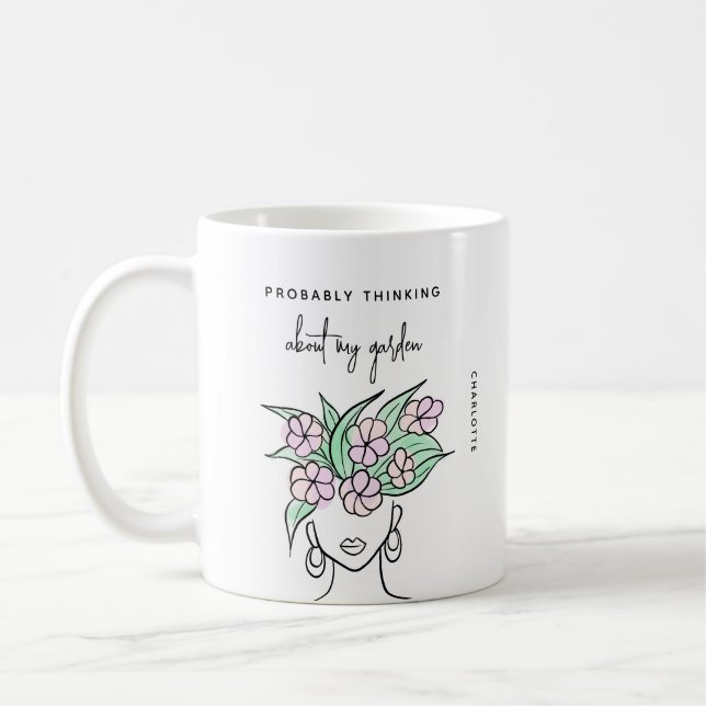 Whimsical Gardener Personalised Coffee Mug (Left)