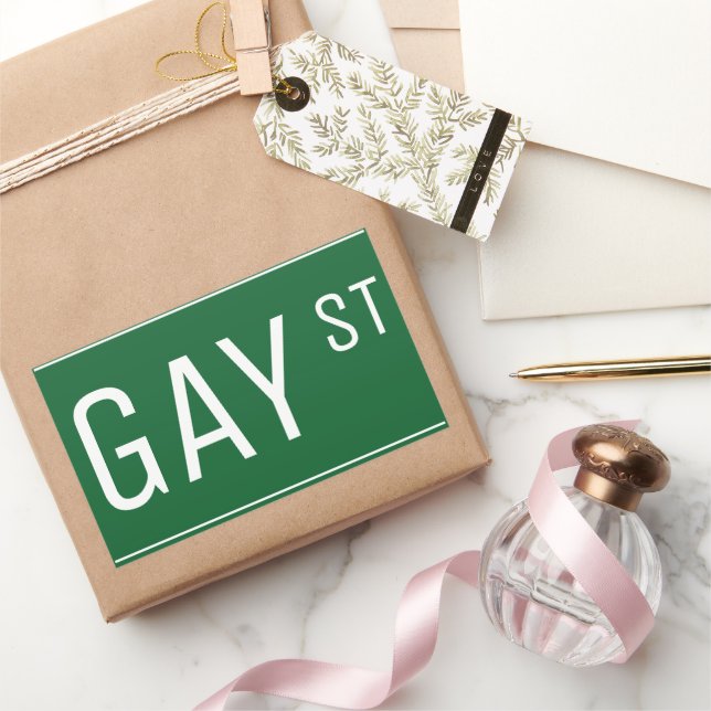 Whimsical Gay Street Sign Pride Queer LGBTIQ Party Rectangular Sticker (Gifting)