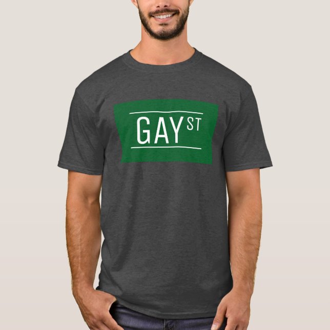 Whimsical Gay Street Sign Pride Queer LGBTIQ Party T-Shirt (Front)