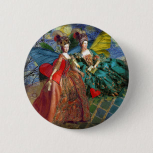 Whimsical Gemini Astrology Artwork Painting 6 Cm Round Badge