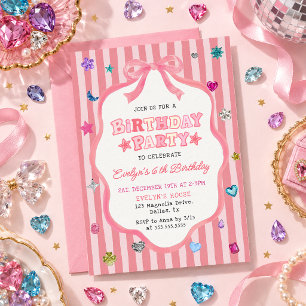 Whimsical Gemstone Girl Birthday Party Invitation