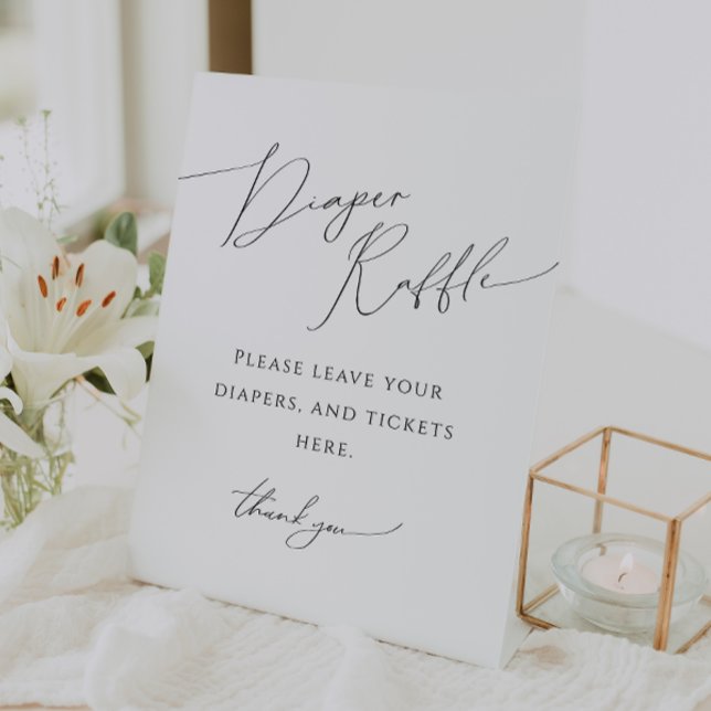 Whimsical Gender Neutral Diaper Raffle Baby Shower Pedestal Sign (Creator Uploaded)