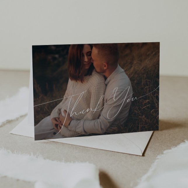 Whimsical Gender Neutral Folded Photo Baby Shower Thank You Card (Creator Uploaded)