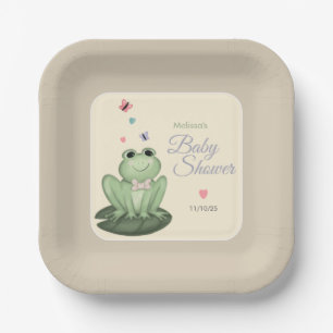 Whimsical Gender Neutral Frog Baby Shower Paper Plate
