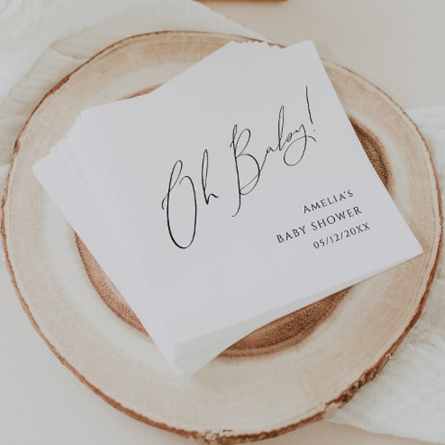 Whimsical Gender Neutral Oh Baby Shower Napkins (Creator Uploaded)