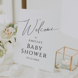 Whimsical Gender Neutral Welcome Baby Shower Pedestal Sign