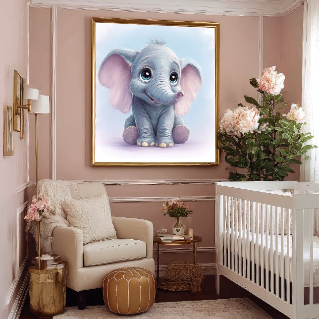 Whimsical Ghibli-Inspired Baby Elephant Art Print (Creator Uploaded)