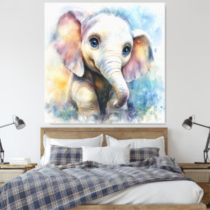 Whimsical Ghibli-Inspired Baby Elephant Art Print