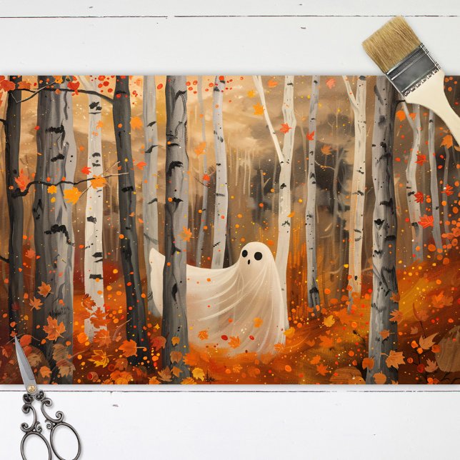 Whimsical Ghost Autumn Woods Fall Decoupage Tissue Paper (Creator Uploaded)