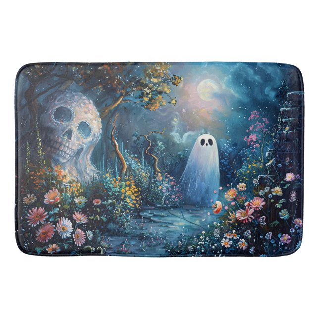 Whimsical Ghost Garden Walking Path Bath Mat (Front)
