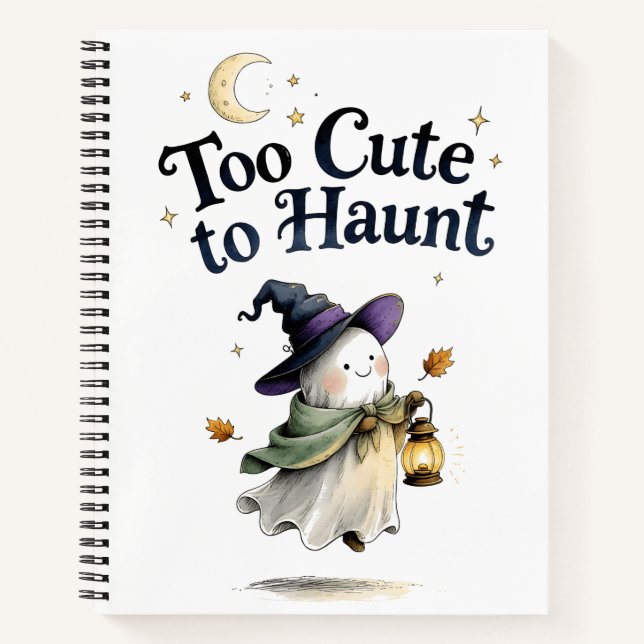 Whimsical Ghost Journal Too Cute To Haunt Witch (Front)