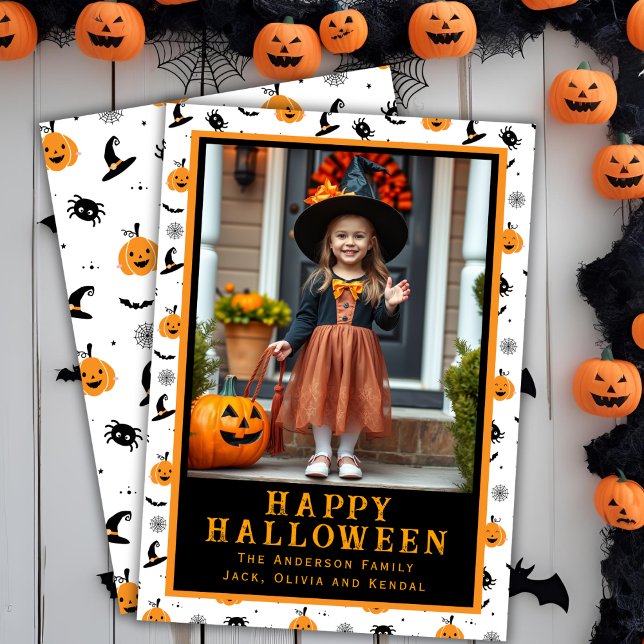 Whimsical Ghouls Classic Custom Halloween Photo Holiday Card (Whimsical Ghouls Classic Custom Halloween Photo Holiday Card)