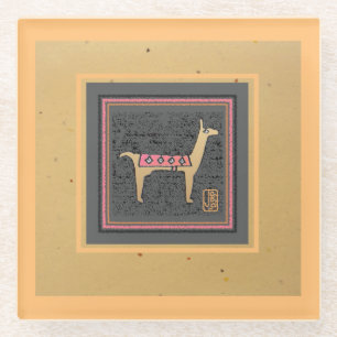 Whimsical Giftable Llama Glass Coaster