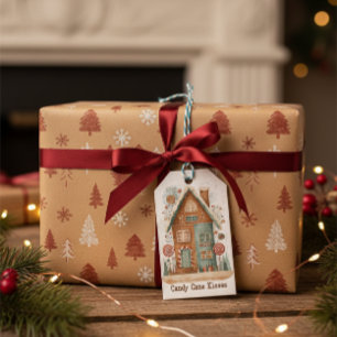 Whimsical Gingerbread Cottage Christmas Gift Tag
