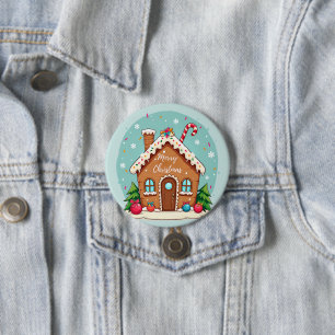 Whimsical Gingerbread House Christmas Scene 7.5 Cm Round Badge