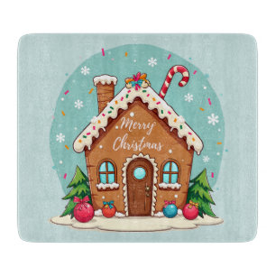 Whimsical Gingerbread House Christmas Scene Cutting Board