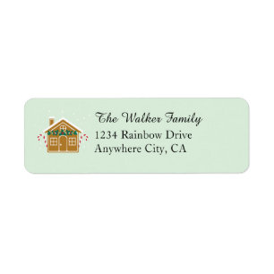 Whimsical Gingerbread House Holiday Address Label