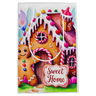 Whimsical Gingerbread House "Sweet Home" Medium Gift Bag