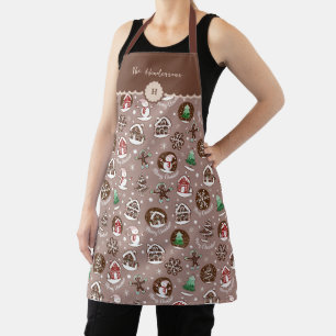 Whimsical Gingerbread Monogram Christmas Baking Apron